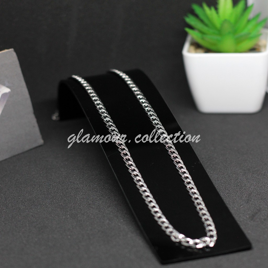 Kalung Titanium HipHop/KPOP model Rantai Silver 55CM Fashion Pria Wanita ANTI KARAT !