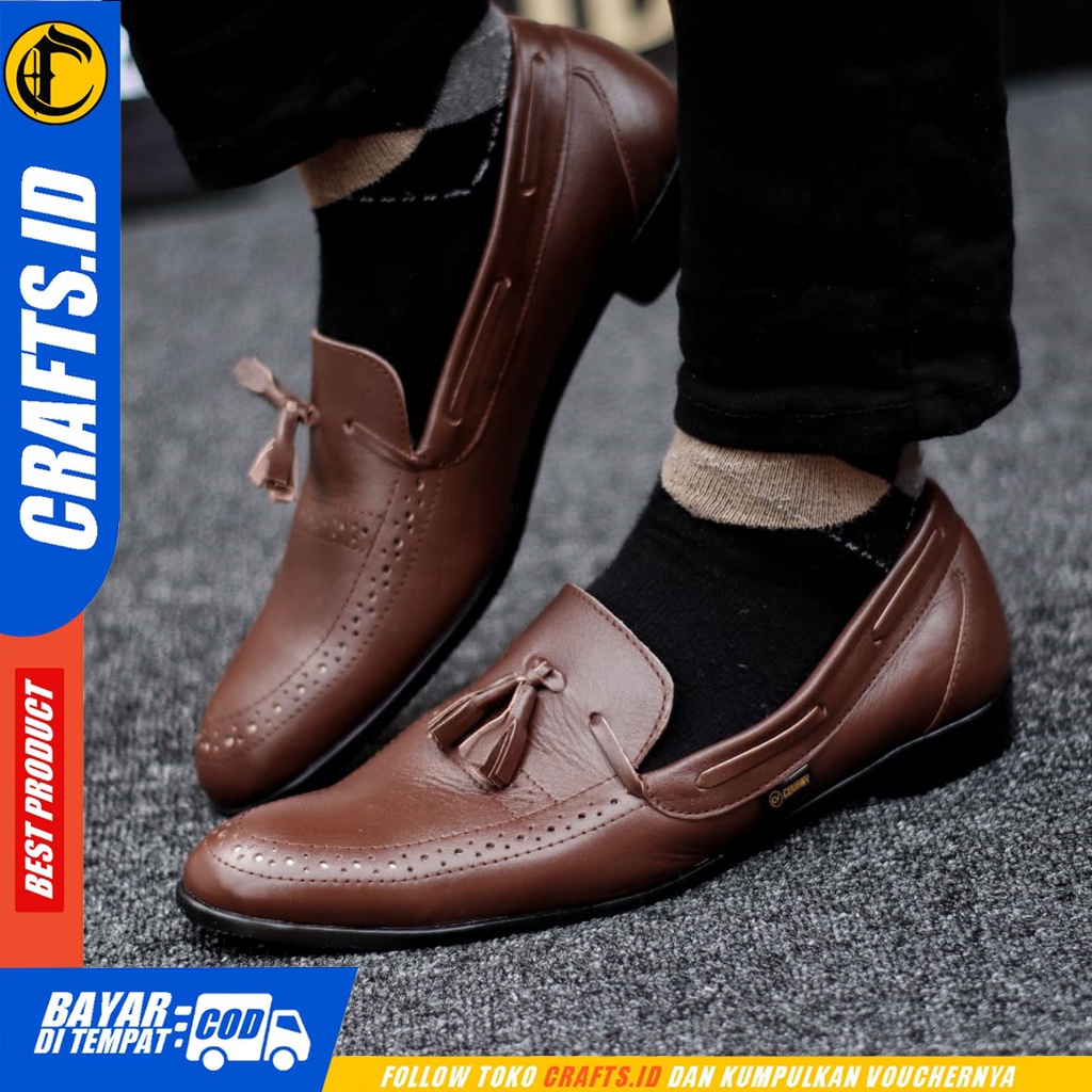 CRAFTS veil - Sepatu Pantopel Formal Kulit Asli Kerja Slop Pria