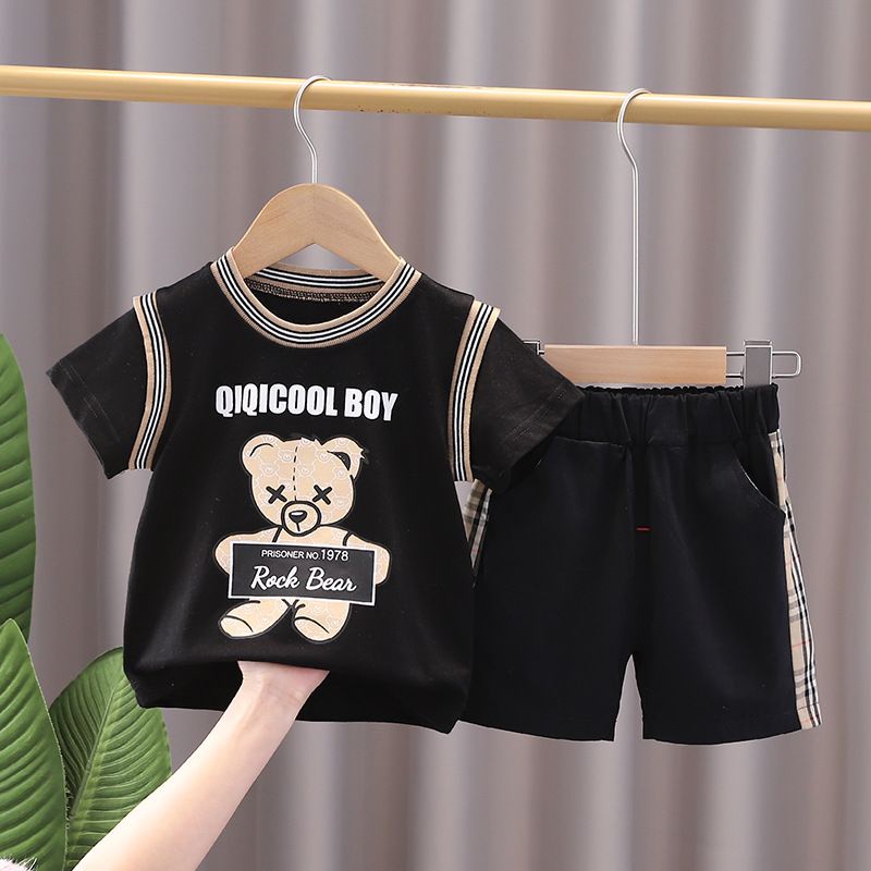 ANANAKSTORE- baju baby impor premium korea/ Setelan anak lengan pendek motif QIQI HIPU 0-5 tahun baju baby impor premium lucu