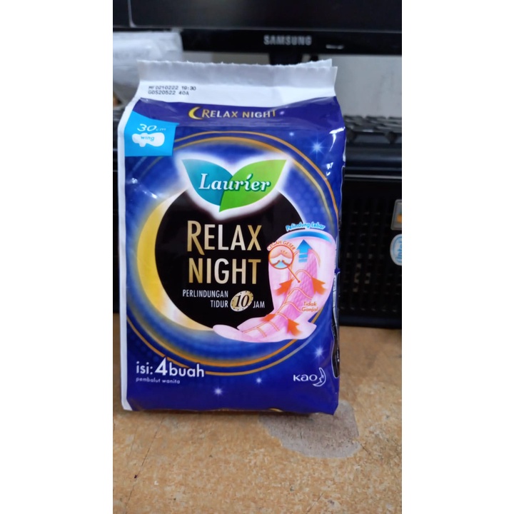 PROMO Laurier Relax Night Wing 30cm Isi 4 Buah - Pembalut Sayap - Pembalut Wanita - Pembalut Malam