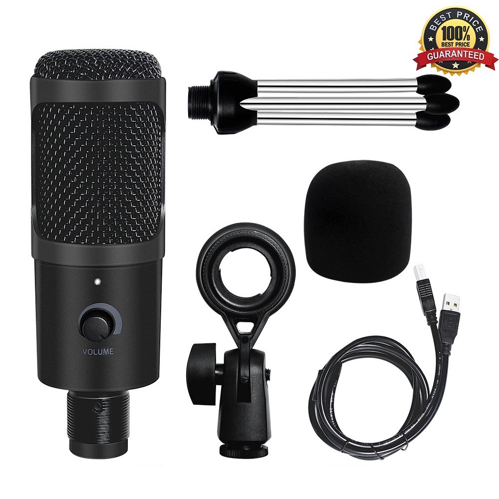 MIC-017 Microphone Condenser Mic USB Mikrofon Plus Tripod Mini Studio Vocal Recording Laptop PC MacBook Mac OS / USB Mikrofon Studio