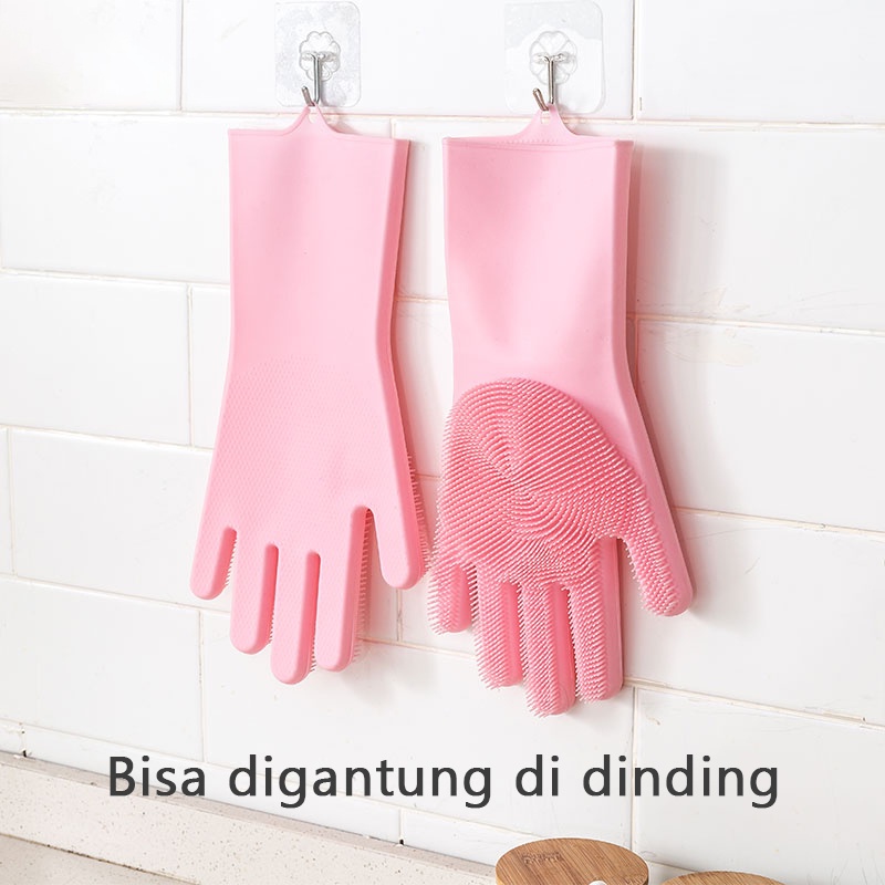 #TERMURAH!!! [Type TERBAL 165gG] Sarung Tangan Cuci Piring Silikon/Cleaning Gloves Anti Panas Oven Pembersih Alat Masak/SILIKON CUCI TANGAN SERBAGUNA/ SILICONE DISHWASHING GLOVES MAGIC