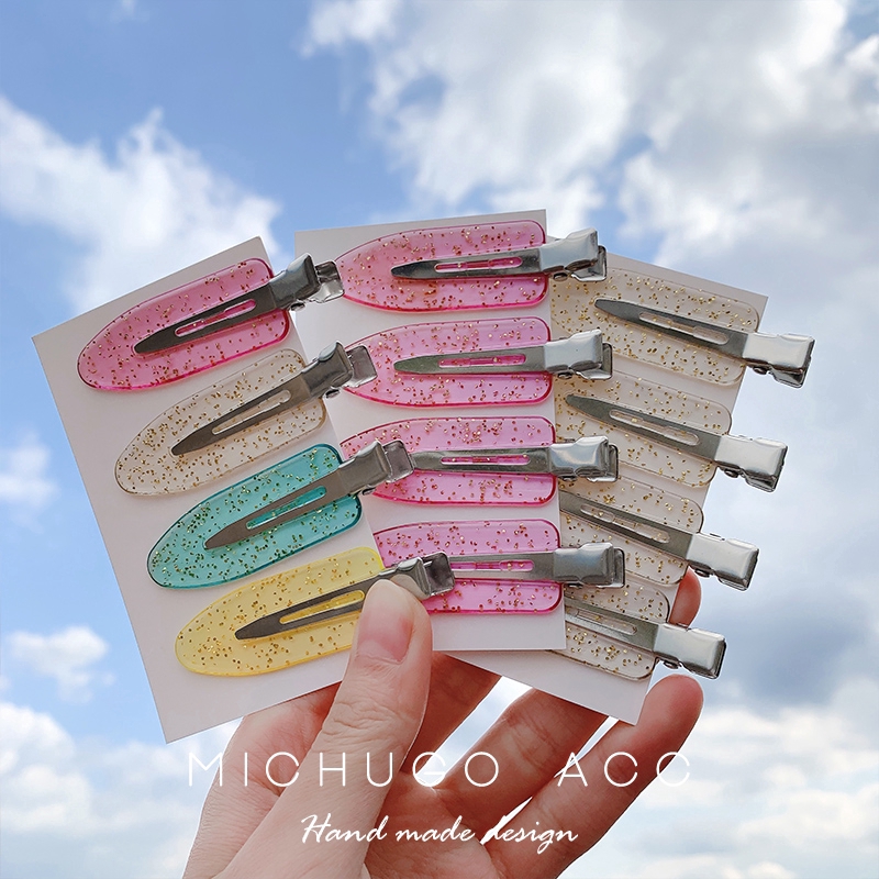 4pcs / Set Jepit Rambut Duckbill Bahan Resin Transparan Warna Permen Gaya Jepang Korea Untuk Wanita