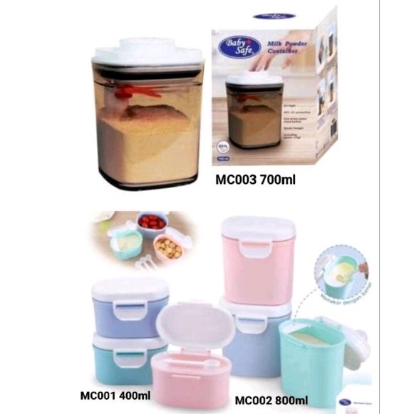 Baby Safe Milk Powder Container - Babysafe Wadah Tempat Bubuk Susu Formula Bayi Kedap Udara - Kotak Susu Bubuk Anak Bayi MC001 MC002 MC003 MC005