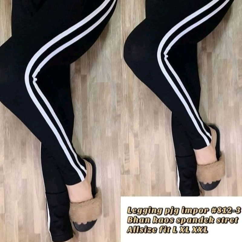 Legging Highwaist List Putih Premium Tebal,Melar Fit S-XXL Jumbo