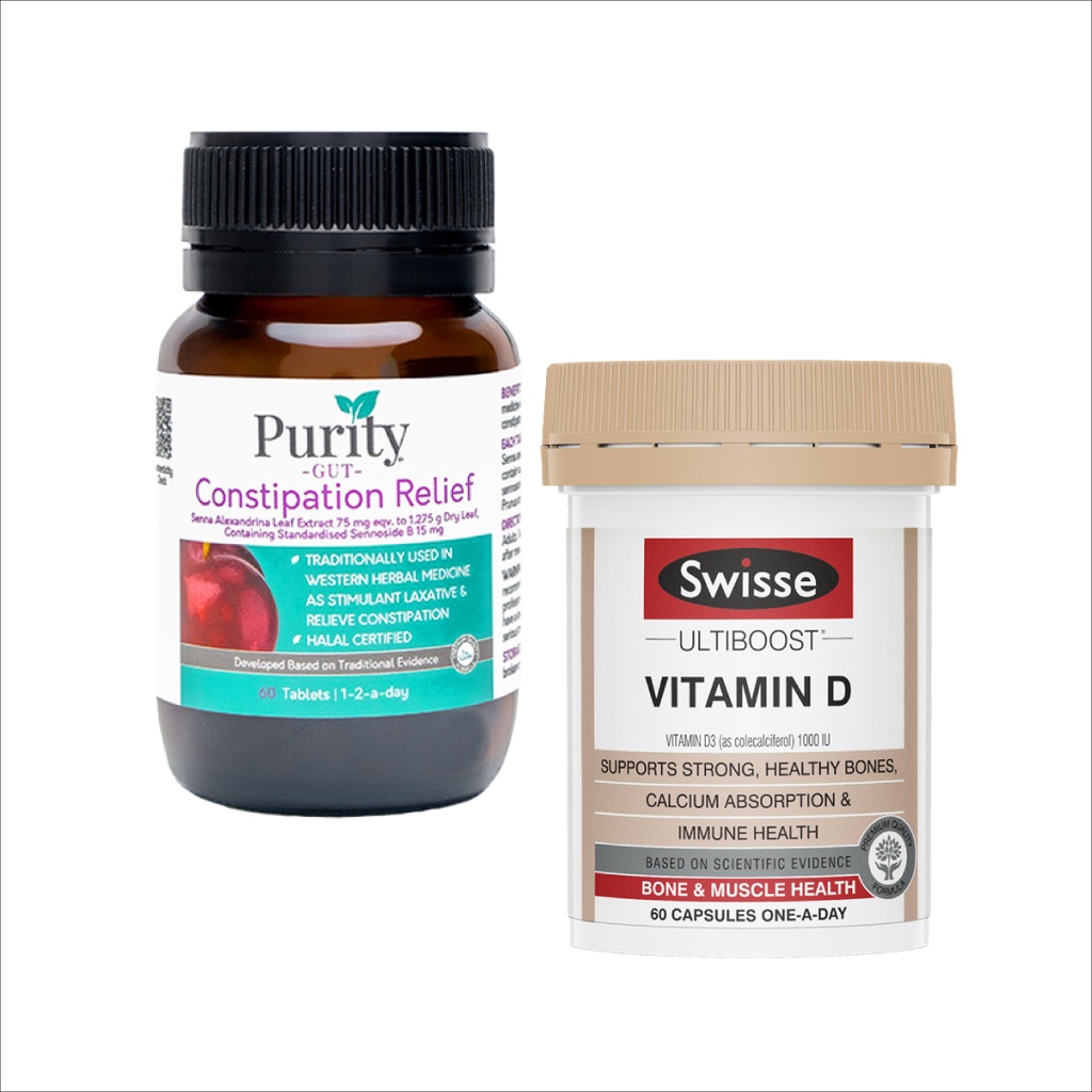 Bundle Obat Pencahar Alami & Vitamin D3 1000 IU - Prunes Senna