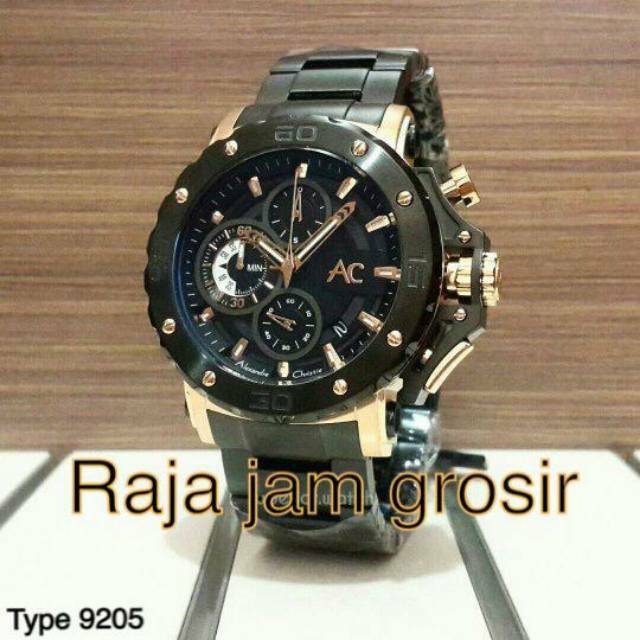 Jam tangan pria ALEXANDRE CHRISTIE 9205 Hitam rosegold