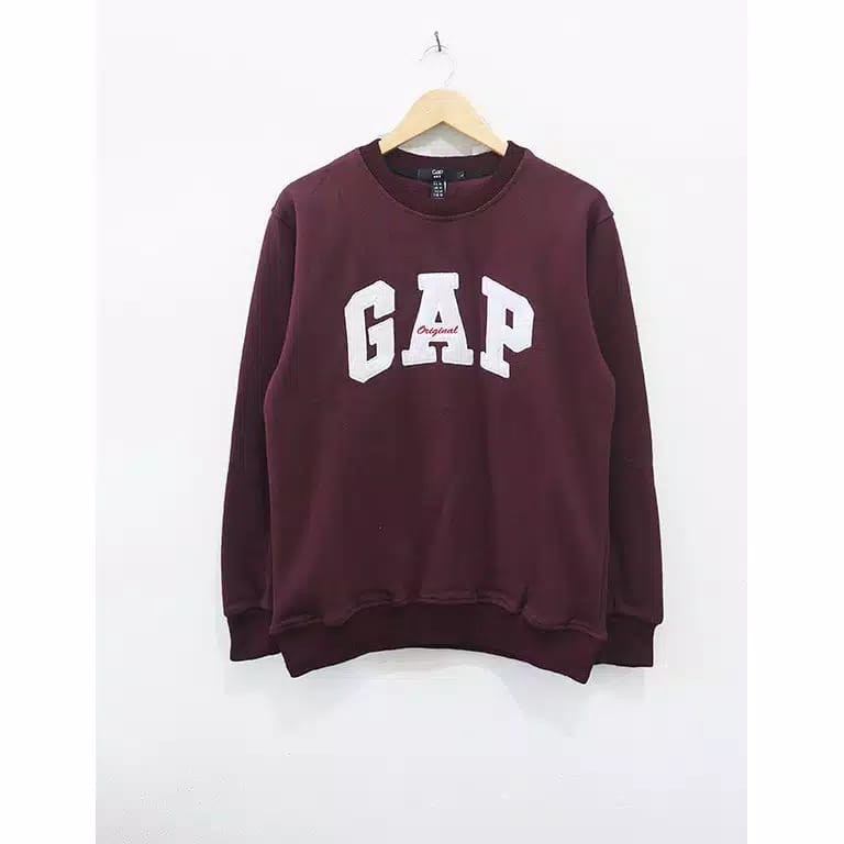 CREWNECK GAP MERAH BORDIER  SWEATSHIRT UNISEX CEWEK COWOK TERLARIS