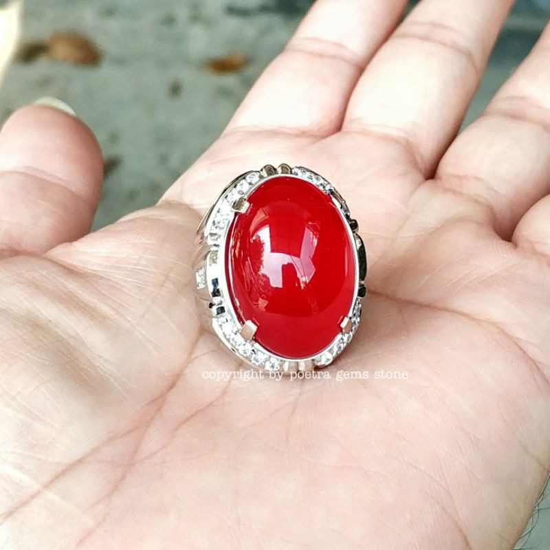 CINCIN BATU AKIK NATURAL RED CARNELIAN RED BARON MERAH GIWANG