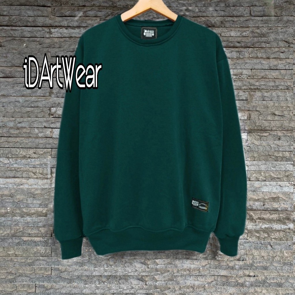 Sweater Crewneck Sweatshirt Polos SIZE M - XXL Cowok Cewek / Pria Wanita Terlaris-CREWNECK HIJAU BOTOL