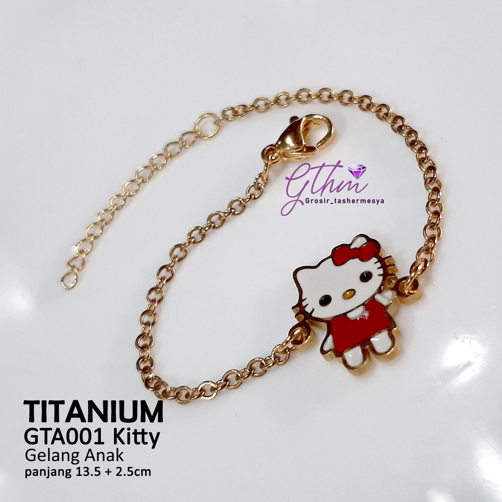 Gelang tangan anak titanium kitty gta001 anti karat motif random