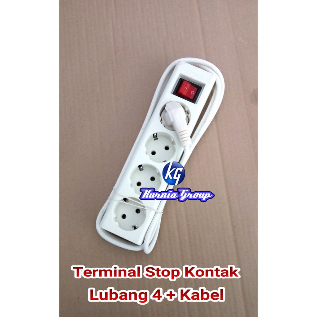 TERMINAL LUBANG 4 + KABEL 3M COLOKAN CABLE ROLL EXTENSION PERCABANGAN JEK LISTRIK MURAH STOP KONTAK