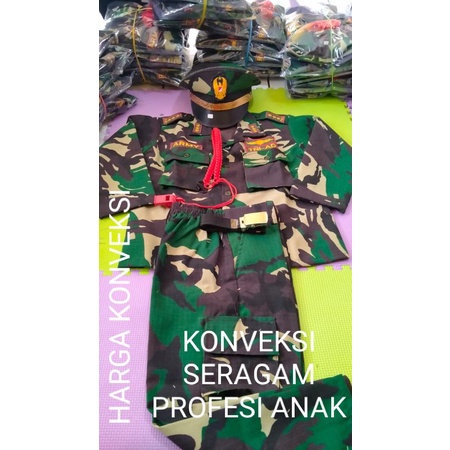 BAJU SERAGAM TENTARA ANAK LAKI DAN PEREMPUAN | SETELAN KOMPLIT | BAJU SERAGAM TNI  ANAK  | KOSTUM KARNAVAL | SERAGAM TNI ANAK