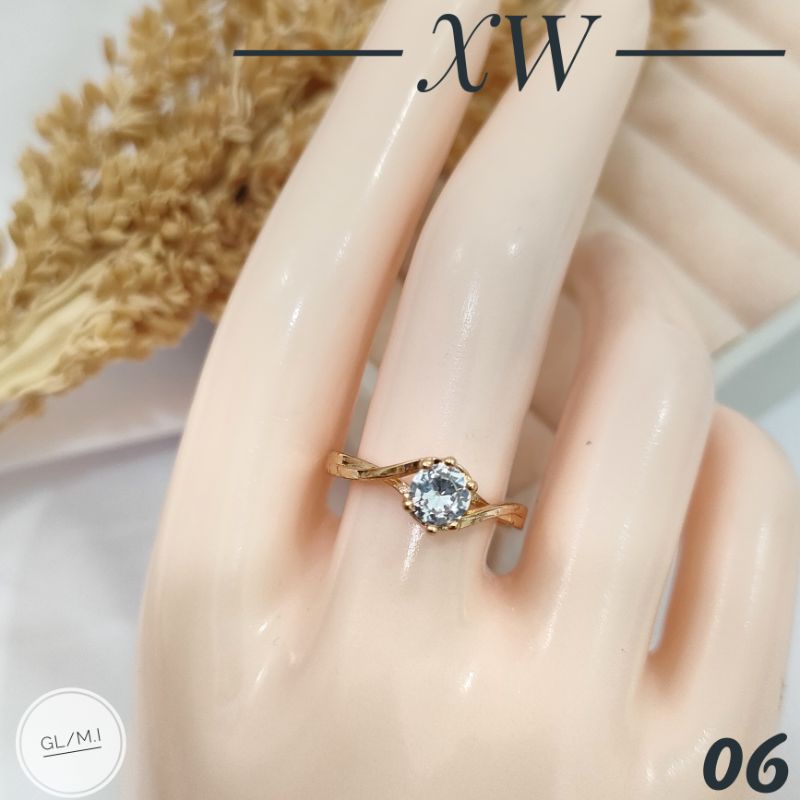 Cincin Yaxiya Mata Zircon Satu warna Gold C03083