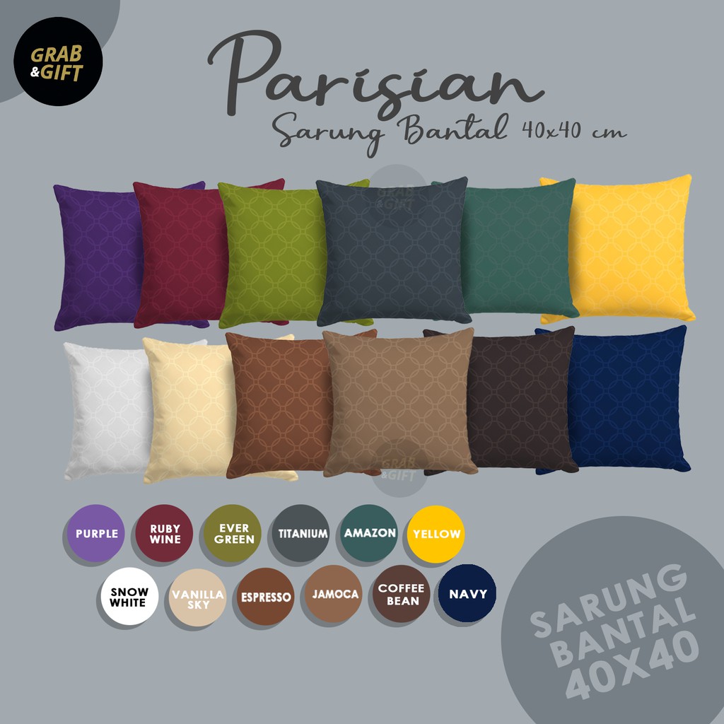 SARUNG Bantal Sofa Parisian Series Emboss 40X40cm Polos Cocok dengan Sprei Set Grabandgift