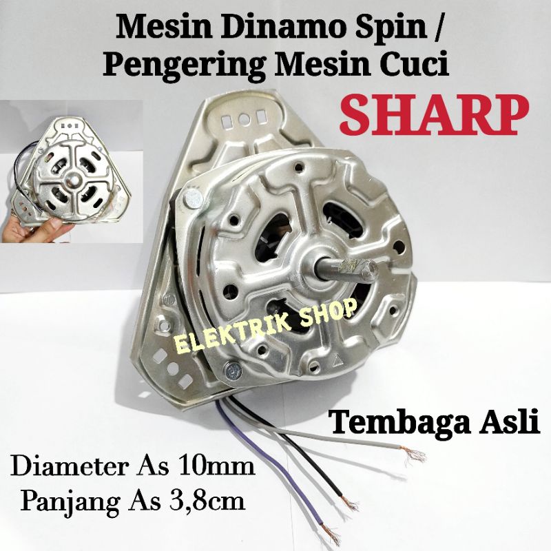 MESIN DINAMO SPIN / PENGERING MESIN CUCI SHARP 3 KAKI DIAMETER AS 10MM TEMBAGA ASLI