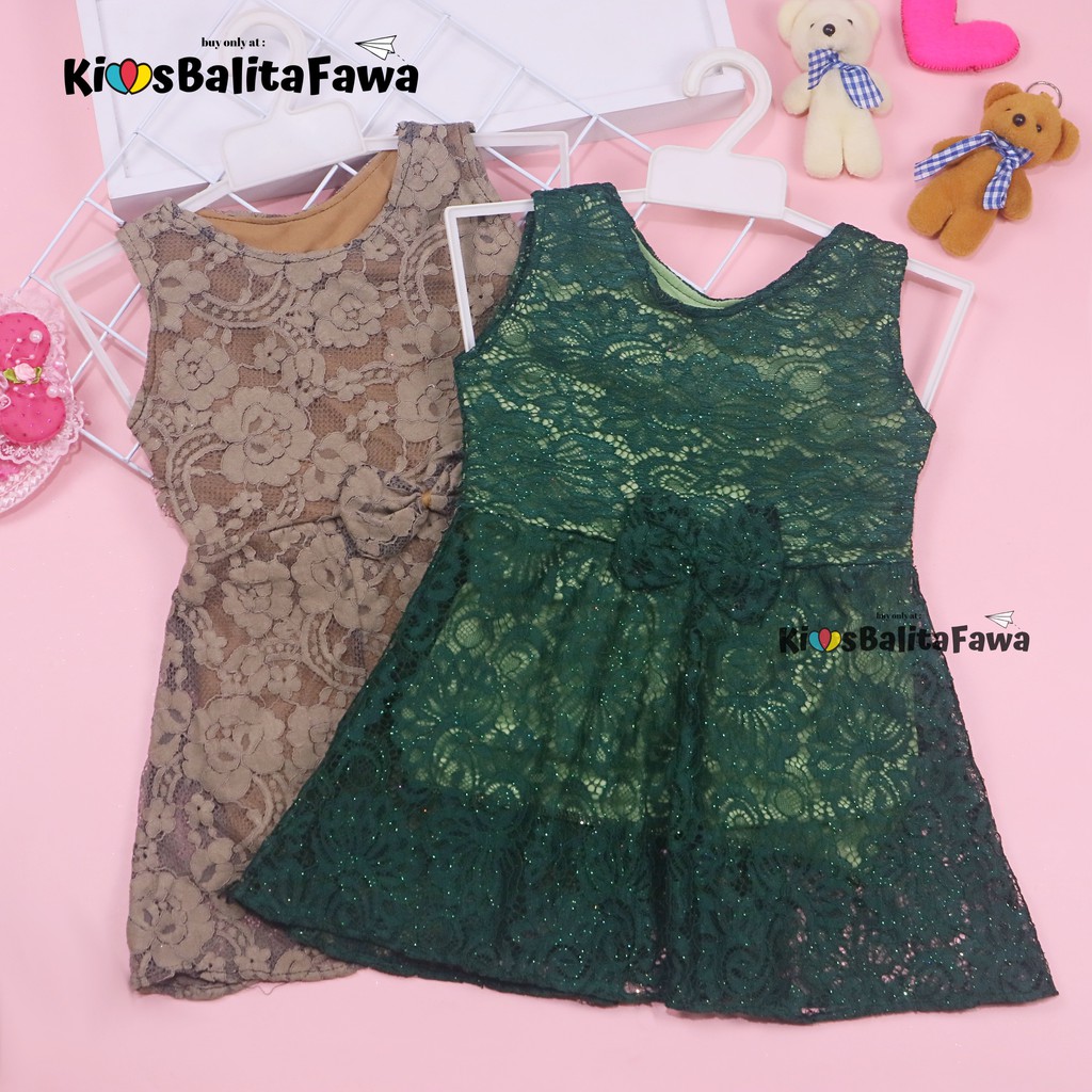 Dress Keira Uk 2-3 Tahun / Dres Brukat Kensi Anak Perempuan Gaun Pesta Kondangan Baju Baby Import