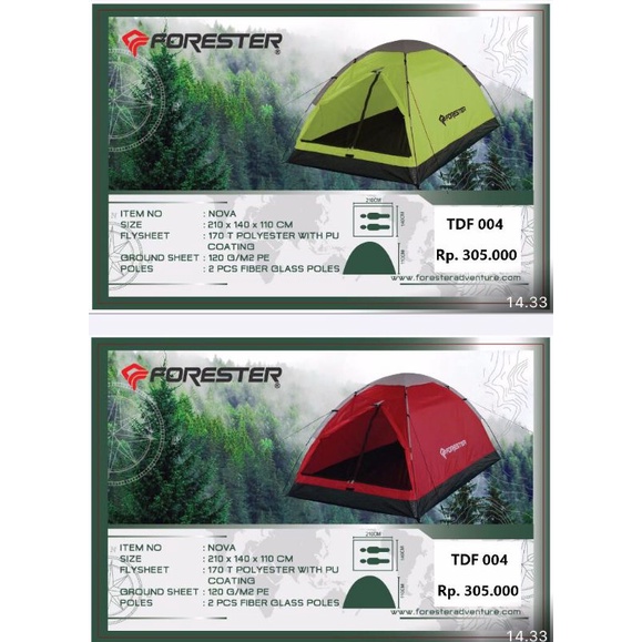 tenda camping outdoor forester nova original