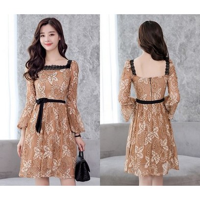 READY STOCK Dress Import Sexy Party Mini Pesta Lace Brukat Korea Green Gold Beige Wanita Murah