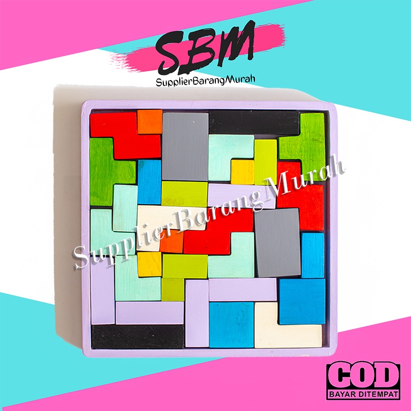 Mainan Edukasi Block Kayu Puzzle Brick HM0487
