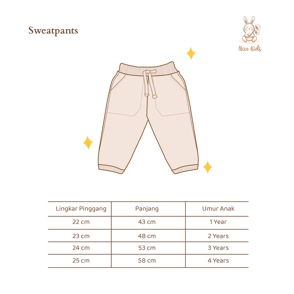 Nice Kids - Unisex Sweatpants Celana panjang Jogger anak Legging anak unisex  (1-4 Tahun)