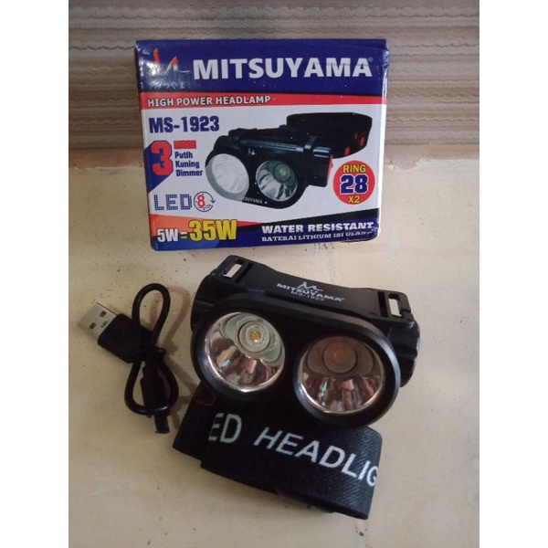 Senter Kepala LED Mode Putih & Kuning Mitsuyama MS-1923