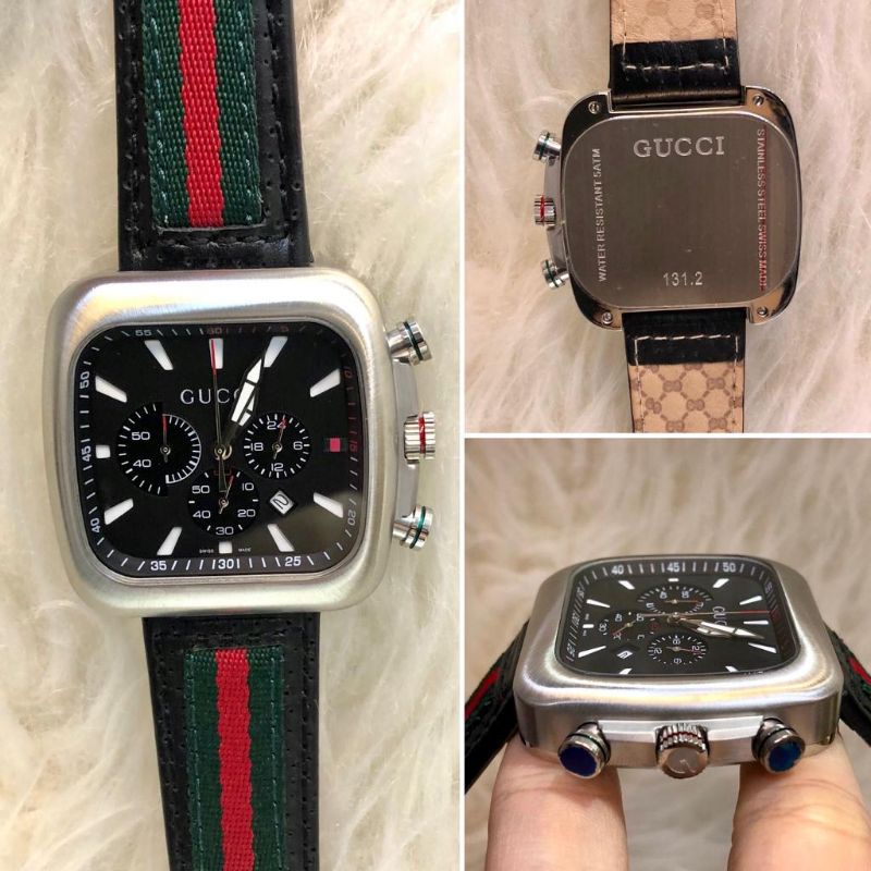 JSG 1841 JAM TANGAN PRIA GUCI LEATHER 131.2 SUPER PREMIUM
