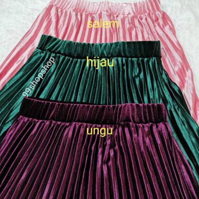 Rok beludru panjang/spring autuam/payung/lebar/velvet/Plisket/import/bangkok