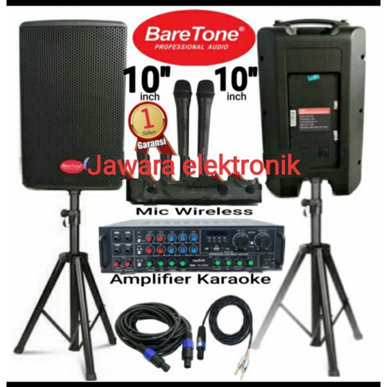 Paket lengkap Speaker Baretone 10 inch + amplifier bluetoth original