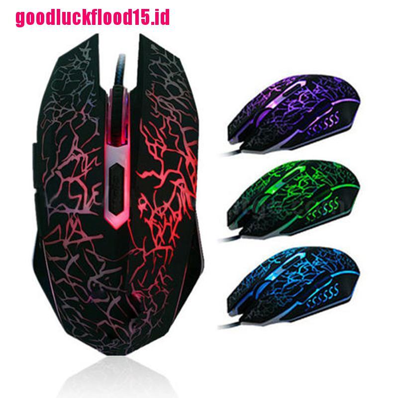 (LUCKID) Mouse Gaming Optical Kabel USB 4000 DPI Dengan 6 Tombol + LED