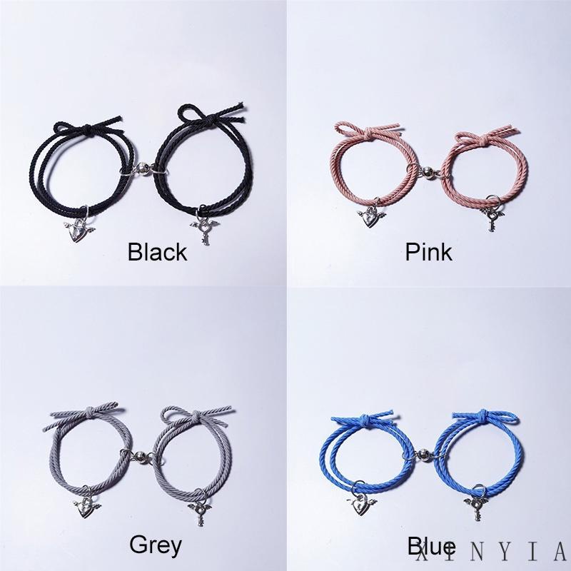 Xia.id Gelang Tangan Karet Aksen Gembok + Kunci + Hati + Magnet Untuk Pasangan / Pria / Wanita