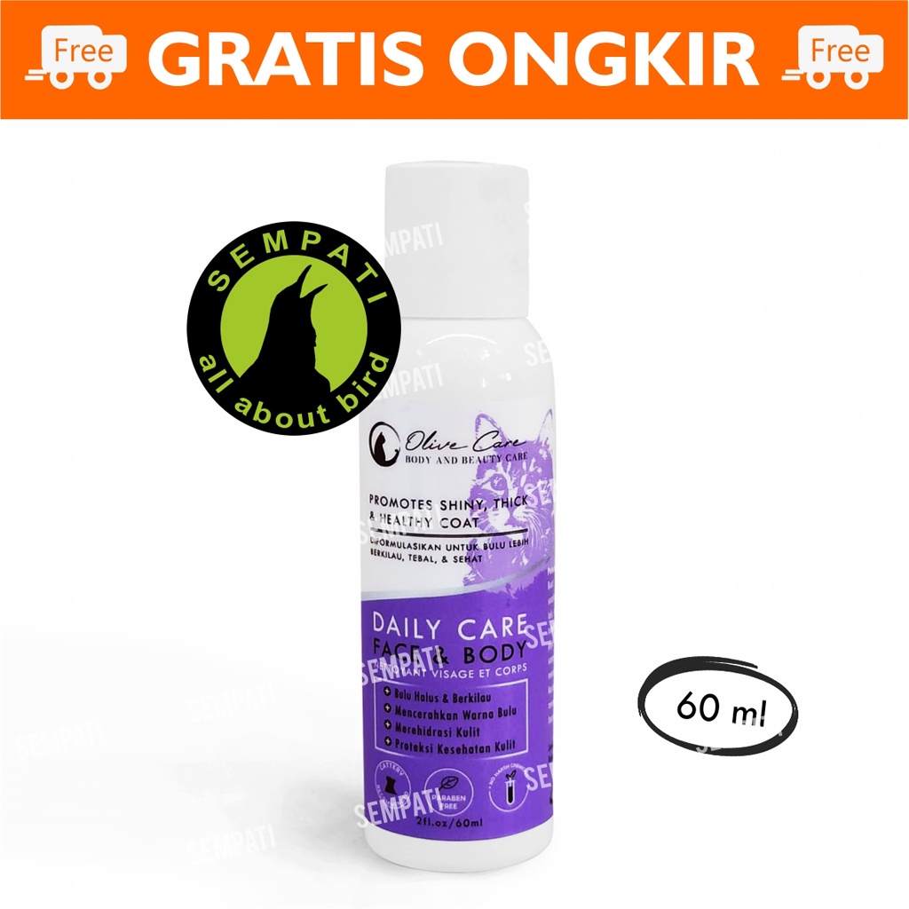 Shampo Kucing Olive Care Ungu Daily Care Face And Body Wash 60 Ml Sampo Kucing Kitten Anjing Anabul Pertumbuhan Bulu Anti Noda Bulu Cerah Halus Sehat Pet Shampoo Grooming