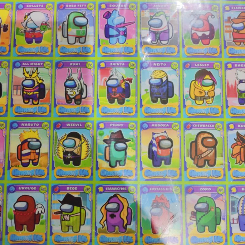 gambar poster adu gepok isi 100   / mainan kartu / mainan anak murah  / kartu gepok / umbul umbulan-Among us