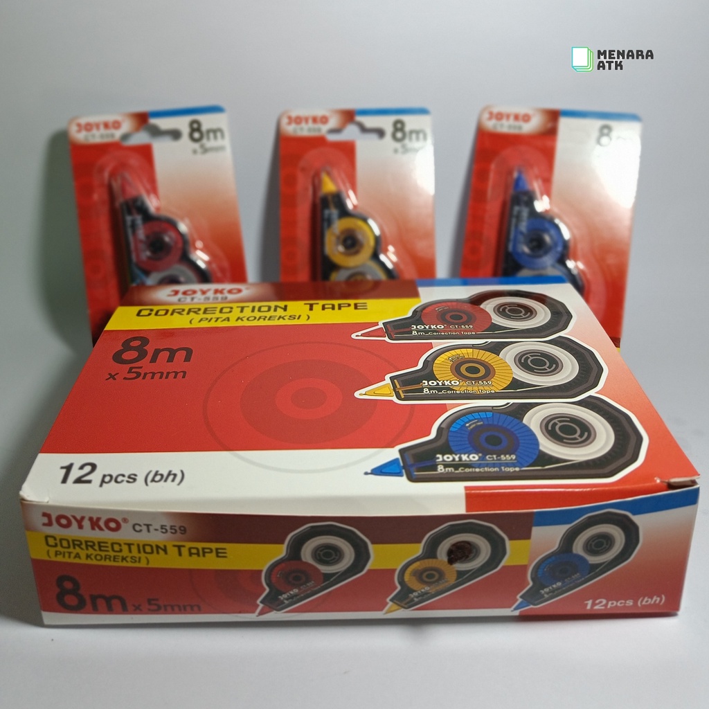 

Joyko CT-559 Tipe X Dorong / Correction Tape 5mmx8M (12PCS)