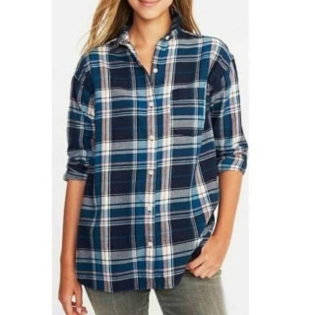 MINIOUTKET OLD NAVY blouse plaids kemeja wanita kotak2 kemeja kerja