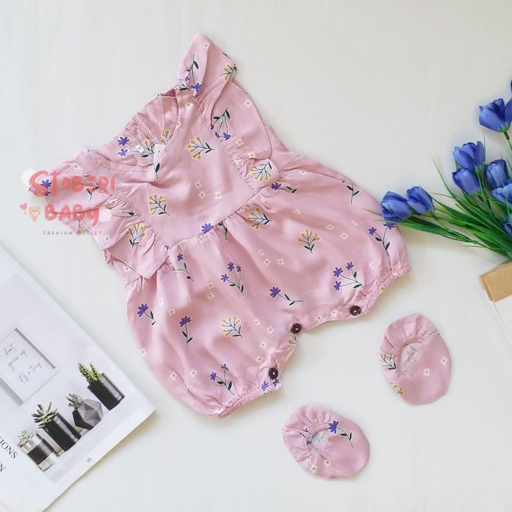 stoberi baby - BBB JUMPSUIT ZEELAA setelan anak perempuan jumper bayi motif bunga lucu free sarung kaki PART 3