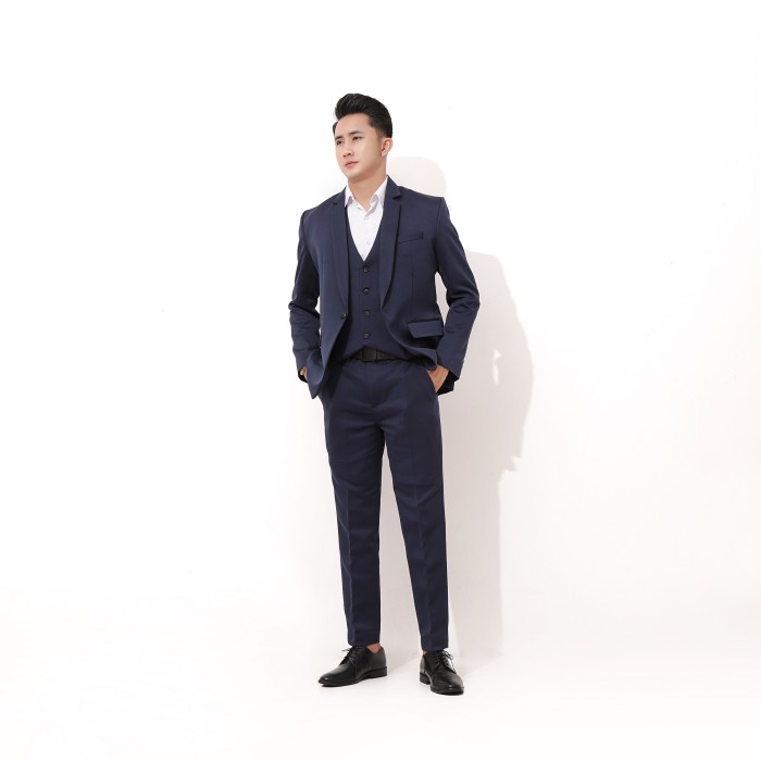 TERMURAH- Setelan Jas , Rompi & Celana Pria - Jas Formal Biru Navy - S, JAS