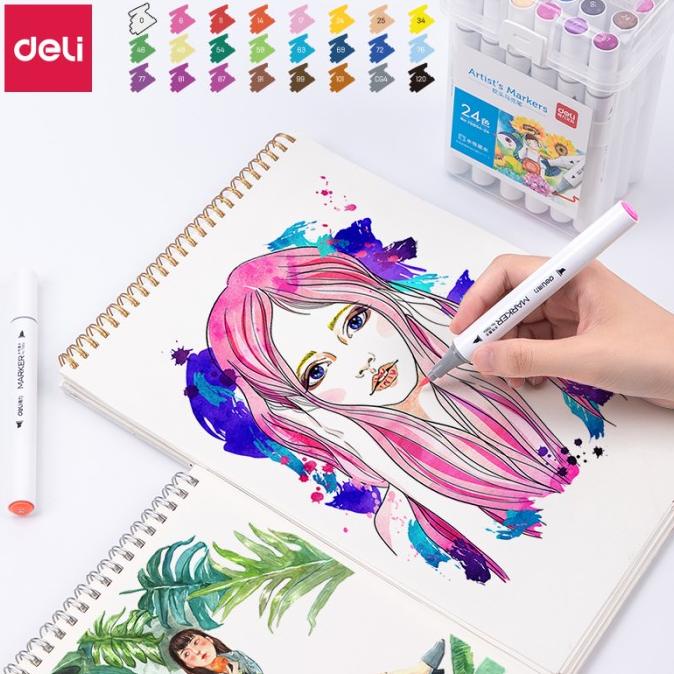 

Deli Color Water-based Double Tip Marker Spidol Ujung Ganda 70804