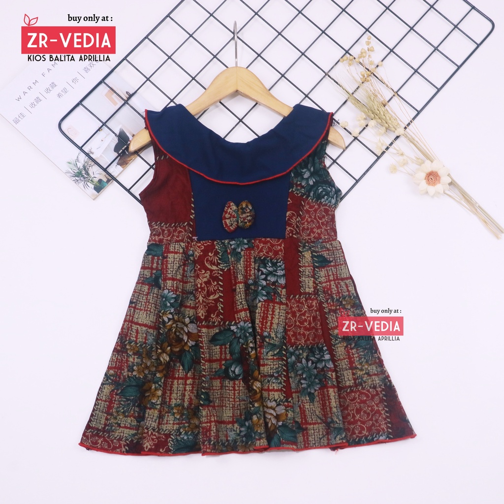 (Batik) Dress Cantika uk 1-2 Tahun / Dres Model Baju Anak Perempuan Pesta Cewek Motif Bunga Murah