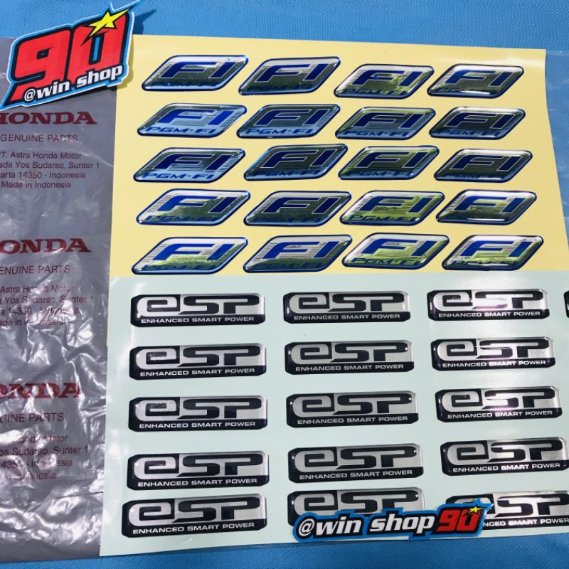 emblem stiker sticker logo ESP FI Honda sepasang original