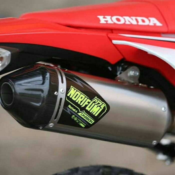 {BEKAS} KNALPOT NORIFUMI ROCKET 4 CARBON STAINLESS ORIGINAL HONDA CRF 150 L Limited