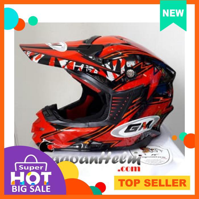 Gm Helm Flash Motocross | Black Red | Cross Moto Trail