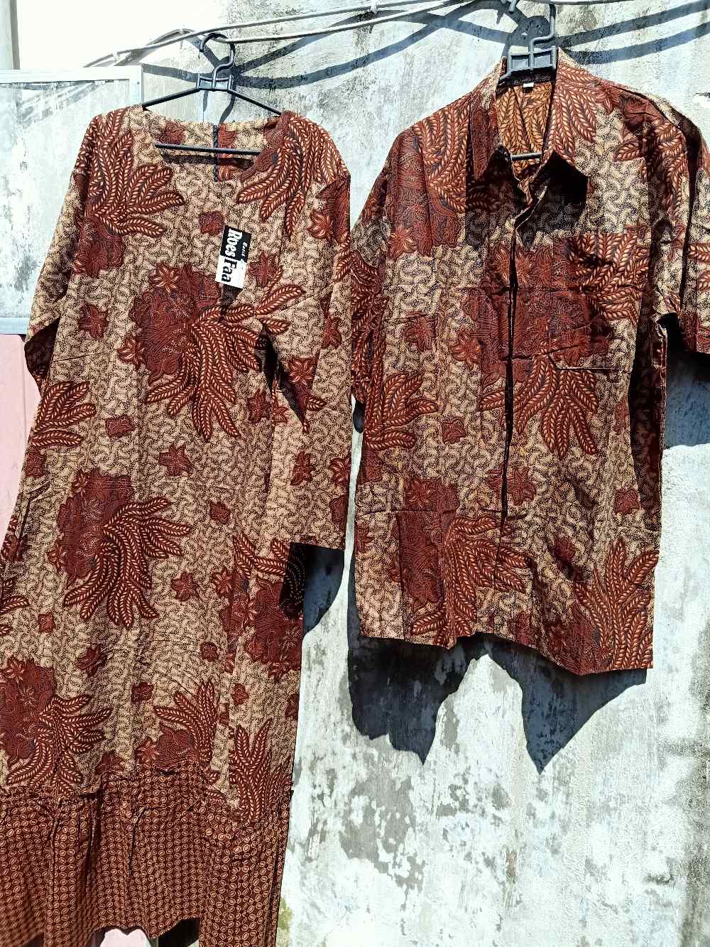 Couple Gamis Sogan 2477 Padi Kombinasi Batik Modern Long Dress Terusan Seragam Pesta
