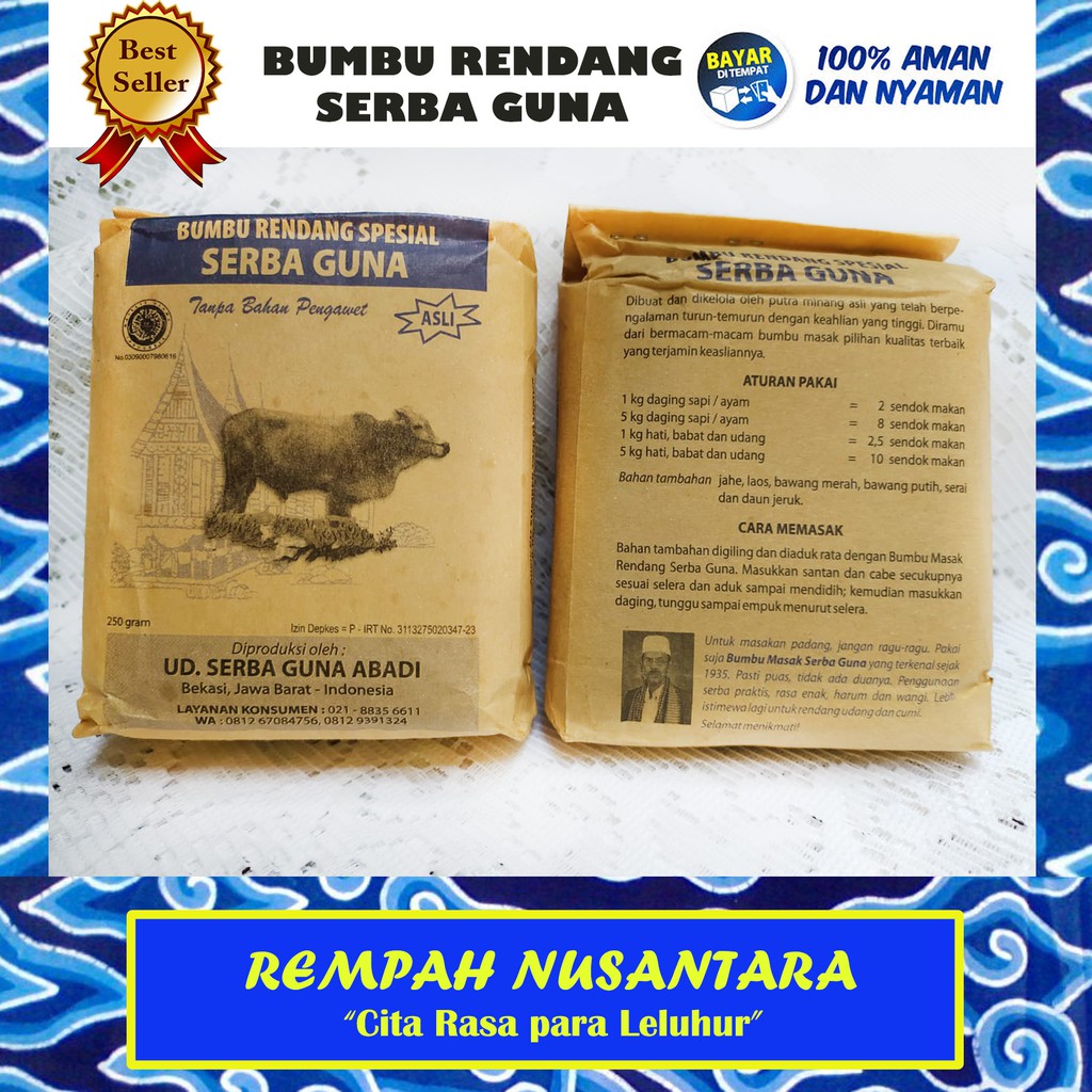 

REMPAH NUSANTARA - BUMBU RENDANG SPESIAL SERBA GUNA 250 gr / BUMBU INSTAN RENDANG SAPI AYAM TELUR