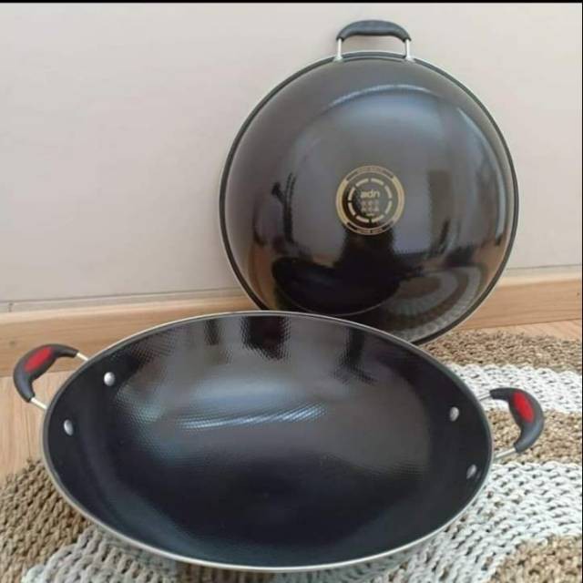 WAJAN ENAMEL 2 KUPING 34CM 2R22 / KUALI ANTI LENGKET PANCI MASAK JUMBO