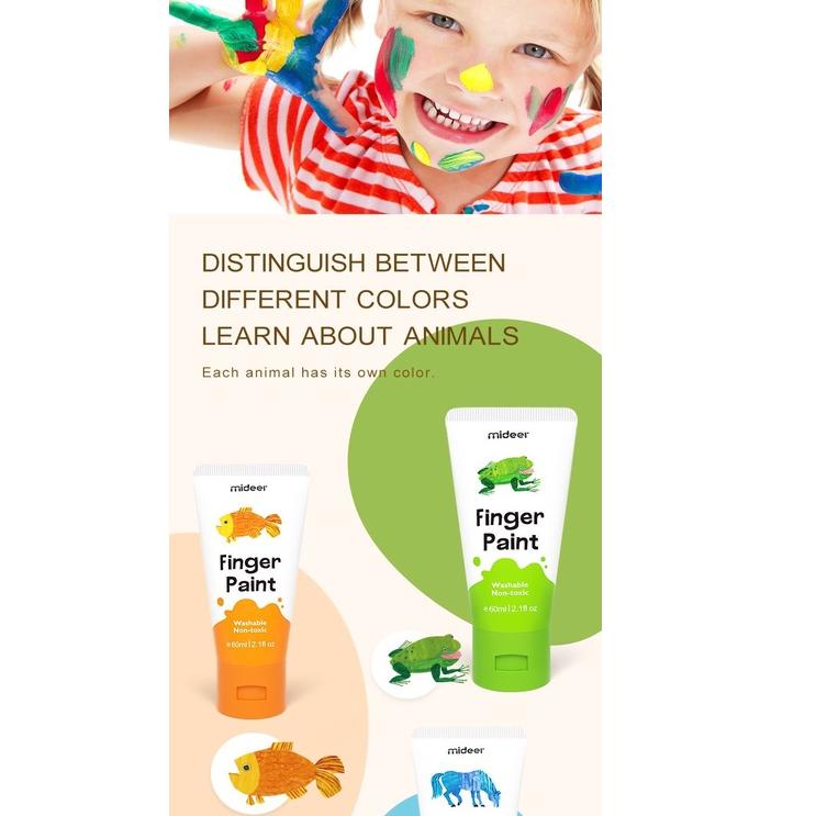 

Paling Popular.. Mideer Washable Finger Paint Non Toxic Hand Painting Cat Tangan Anak Mideer KMJ