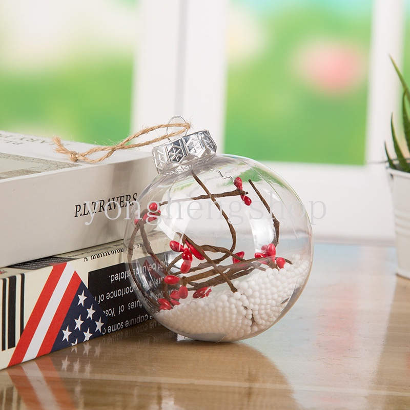 Ornamen Liontin Bola Salju Transparan Ukuran 8cm Untuk Dekorasi Pohon Natal