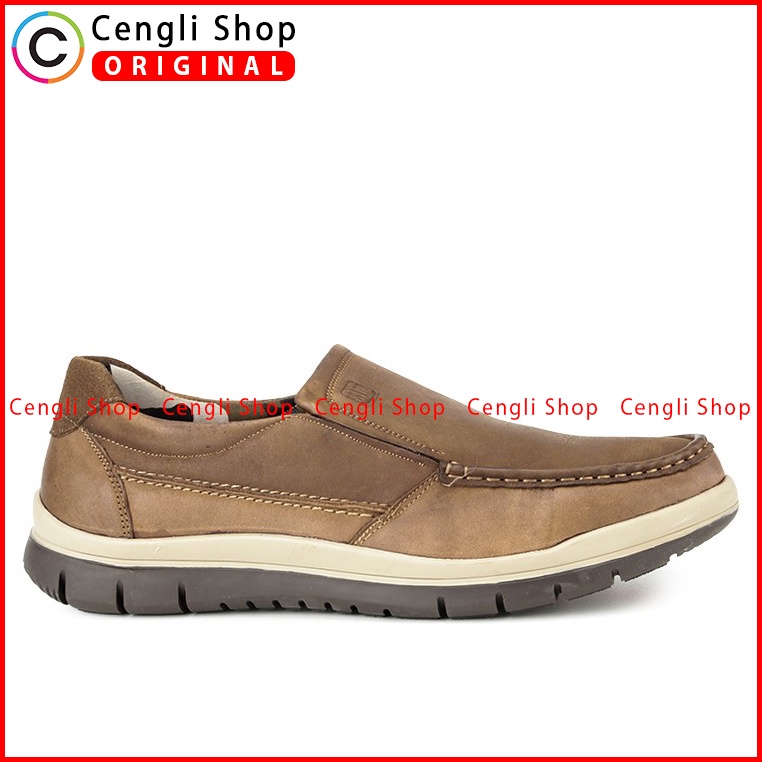 SEPATU SLIP ON JIM JOKER PRIA ORIGINAL CASUAL KULIT ASLI COKLAT JJ24