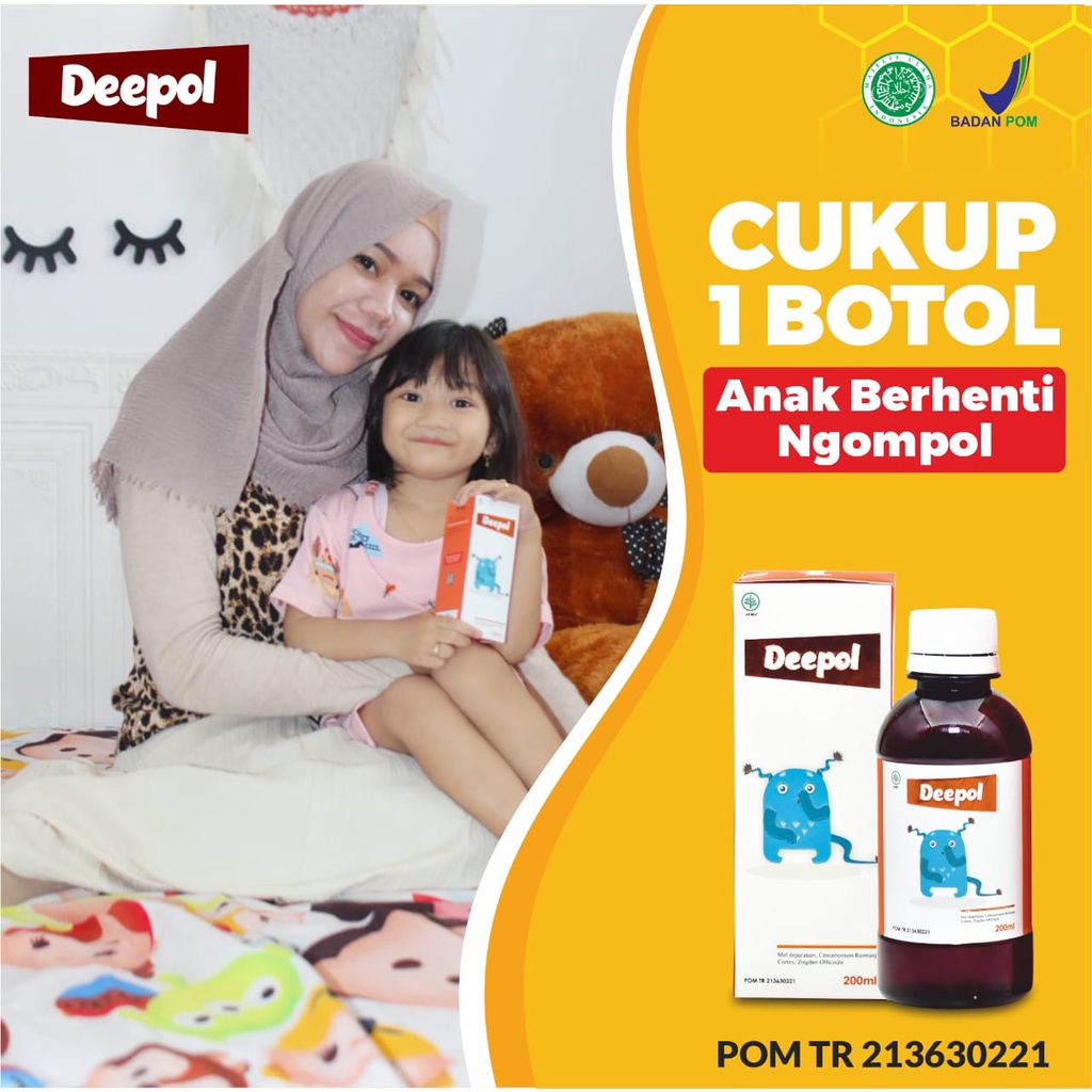 Deepol - Depol 100% Original Madu Anti Ngompol Ompol &amp; Perlancar Saluran Pencernaan Anti Kembung &amp; Sembelit Anak &amp; Bayi Isi 200ml