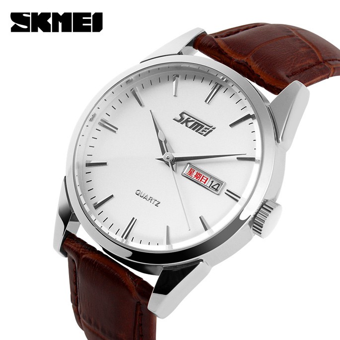 JAM TANGAN PRIA KULIT ANTI AIR ORIGINAL SKMEI 9073CL - JAM TANGAN ANALOG PRIA DEWASA MURAH BERGARANS